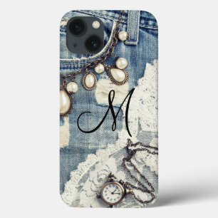 Vintage Jeans Victorian Lace Pocket IPhone 6 Coque