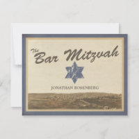 Vintage Jerusalem Bar Mitzvah RSVP Carte de répons