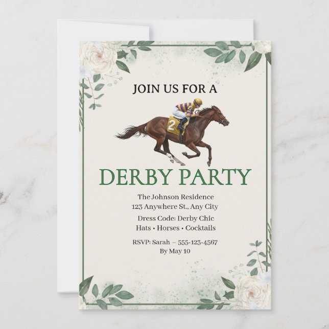 Vintage Jockey Horse Racing Derby Party Invitation (Devant)