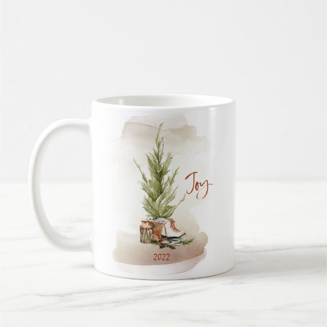 Vintage Joie Noël Scène de vacances Café Mug (Gauche)