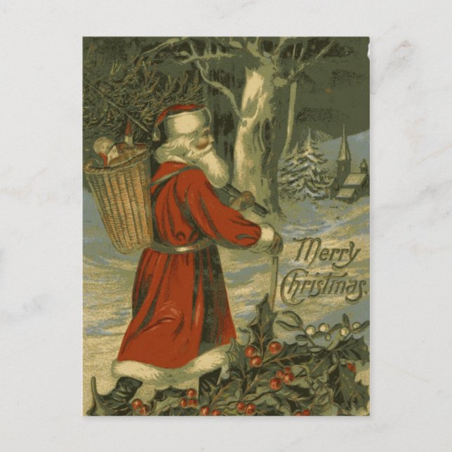 Vintage Joyeuse Carte de Noël St Nick (Devant)