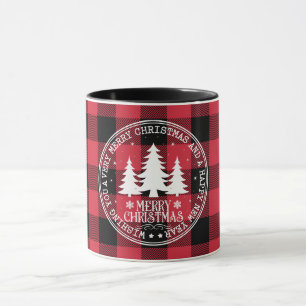 Vintage Joyeux Noël Rouge Buffalo Check Mug