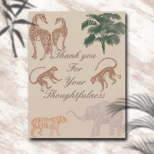 Vintage Jungle Safari Baby shower Carte de remerci