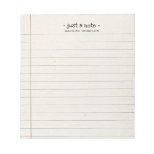 Vintage Juste Une Note College Rulé Bloc-Notes