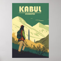 Vintage Kaboul, Afghanistan Affiche de voyage