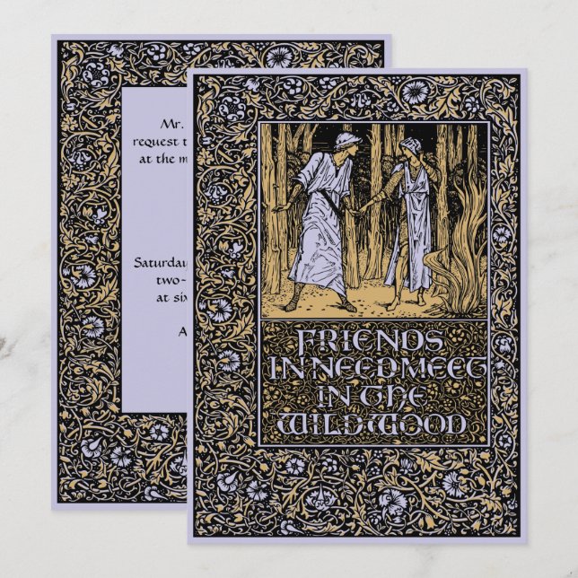 Vintage Kelmscott Floral Faire-part de mariage (Devant / Derrière)