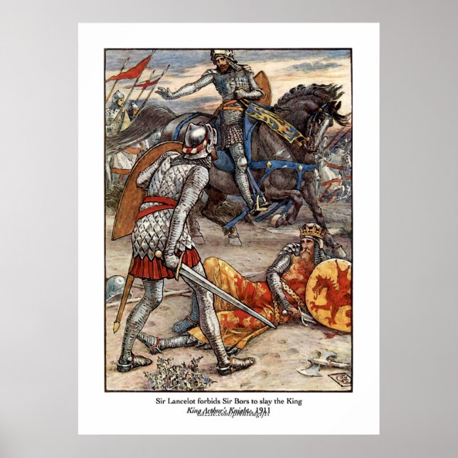 Vintage King Arthur & Sir Lancelot Art Poster (Devant)