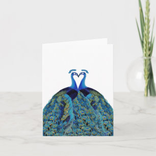 Vintage Kissing Peacocks Mariage Merci
