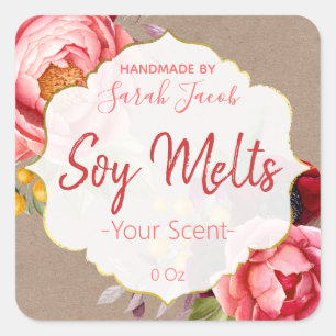 Vintage Kraft Floral Soy Melt Étiquettes