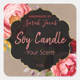 Vintage Kraft Floral Soy Parfumé Étiquettes