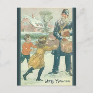 Vintage La Carte Postale Mailman Christmas