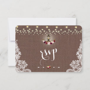 Vintage Lace Burlap String Lumières Mariage RSVP