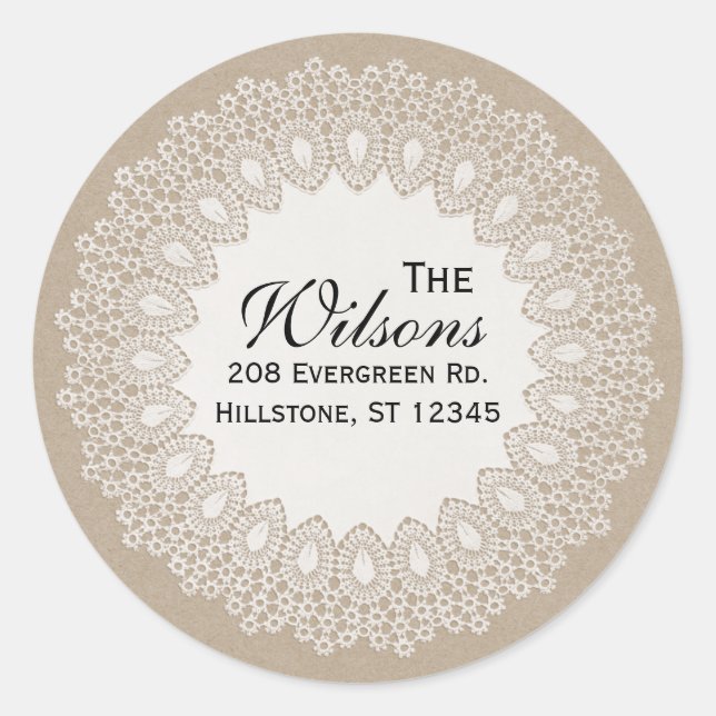 Vintage Lace Doily Retourner l'adresse Étiquette r (Devant)