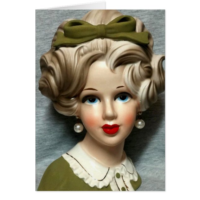 Vintage Lady Head Vase Ado Girl Tourbillonnant Hai (Devant)