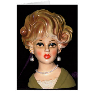 Vintage Lady Head Vase Sultry Eyes 1960s Card