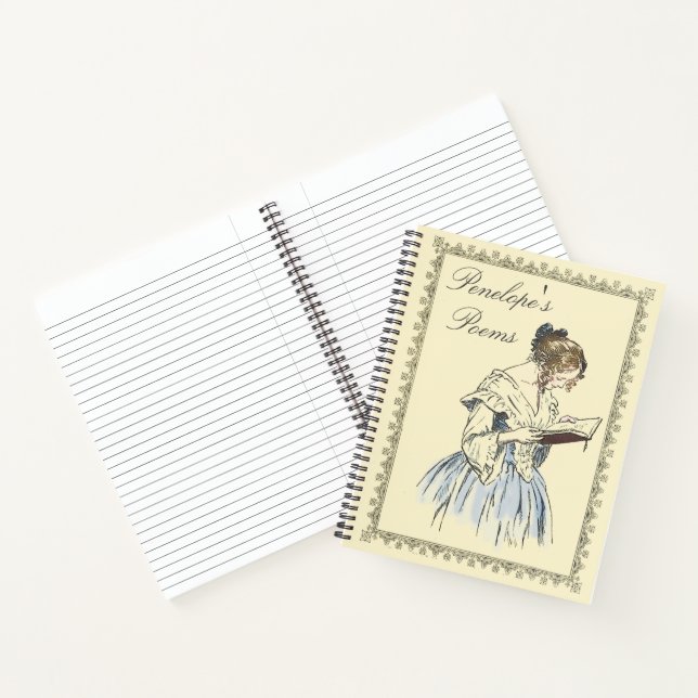 Vintage Lady Lecture Journal de poésie avec nom (Intérieur)
