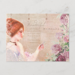 Vintage Lady Merveilleux Souvenirs éphémère Carte 
