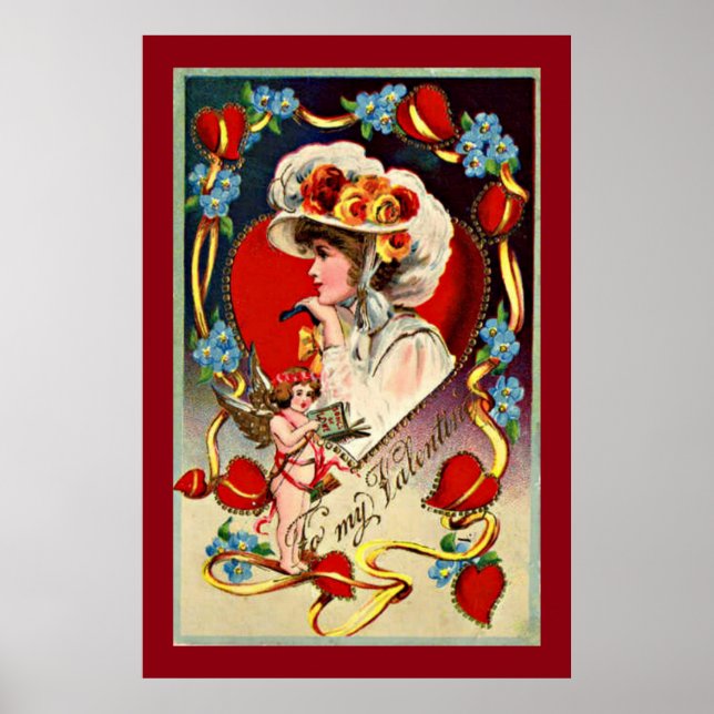 Vintage Lady My Valentine Value Poster Papier (Devant)