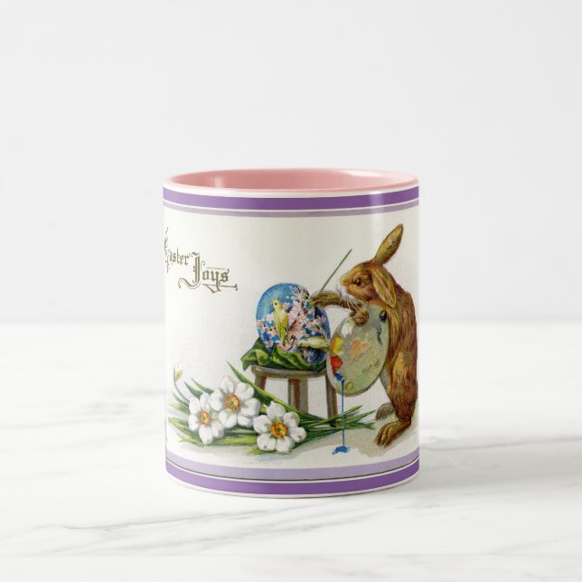 Vintage lapin Joys de Pâques Mug (Centre)