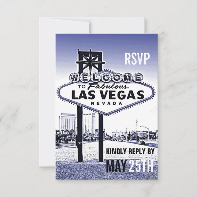 Vintage Lavender Blue Las Vegas Wedding RSVP (Devant)