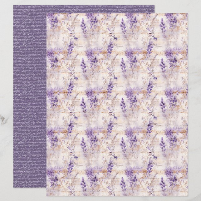 Vintage Lavender Journal Paper Sheet (Devant / Derrière)