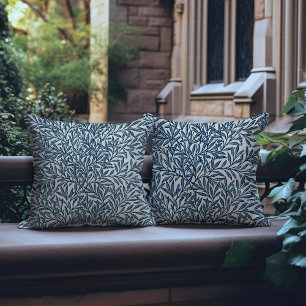 Vintage Leaf Motif Bleu William Morris Coussin