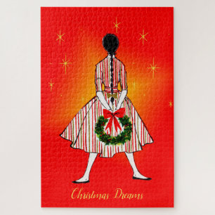 Vintage les années 50 Christmas Girl Grand Puzzle