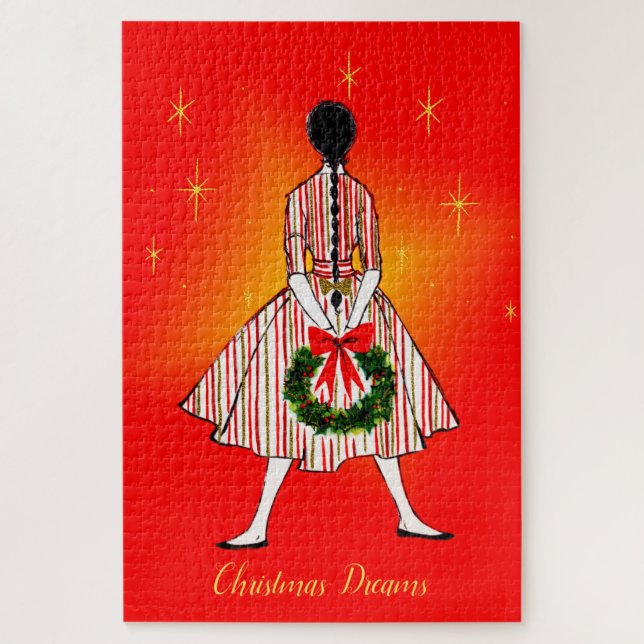 Vintage les années 50 Christmas Girl Grand Puzzle (Vertical)