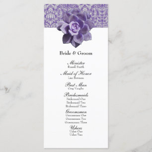 Vintage Lilac Programme de Mariage Succulent