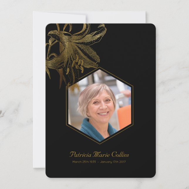 Vintage Lilies Gold Memorial Photo Merci (Devant)