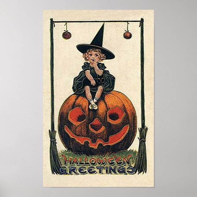 Vintage Little Witch Halloween Poster (Devant)