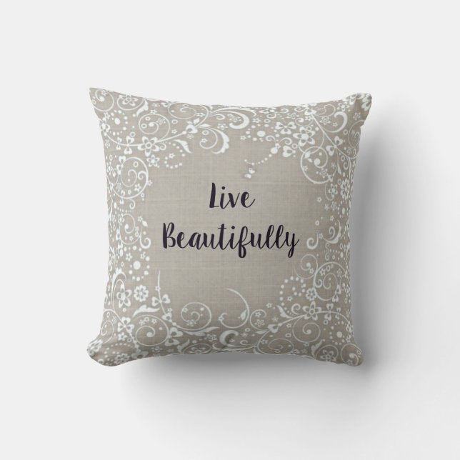 Vintage Live Joliment Linen-Look Coussin en coton (Recto)