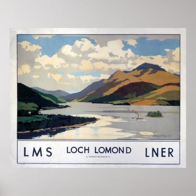 Vintage Loch Lomond Scotland Travel Poster (Devant)
