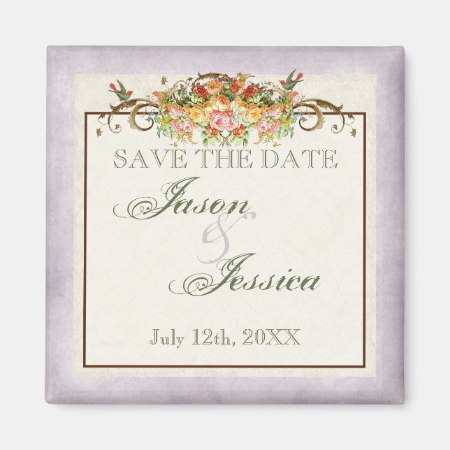 Vintage Look Blue Hydrangea - Mariage In - Aimant (Devant)