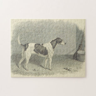 Vintage Look Chien, Boule, Puzzle de balai