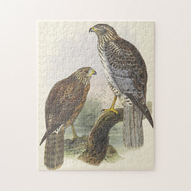 Vintage Look, Deux Oiseaux Puzzle (Vertical)