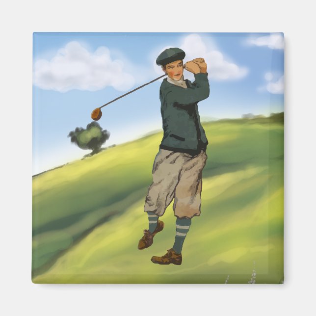Vintage look Golfer Golf Magnet (Devant)