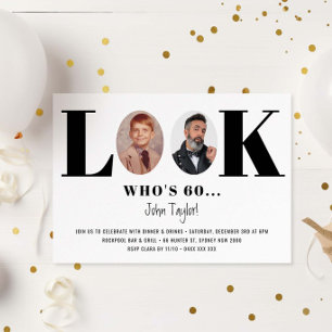 Vintage Look Qui est Anniversaire Photo Invitation