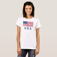 Vintage Look US Drapeau (Texte Bleu) T-shirt femme