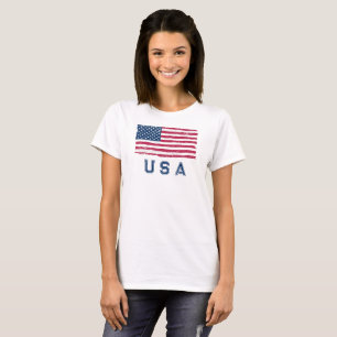 Vintage Look US Drapeau (Texte Bleu) T-shirt femme