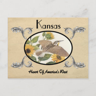 Vintage Look Vieux carte postale Kansas État