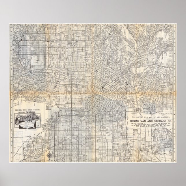 Vintage Los Angeles Map Poster 1942 (Devant)