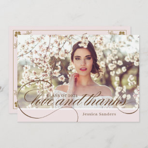 Vintage Love & Merci Photo Grad Carte de remerciem