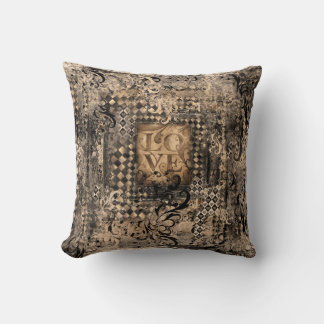 Vintage Love Sepia Art Coussin