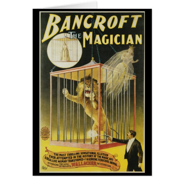 Vintage Magic Poster, Magician Bancroft and Lion (Devant)