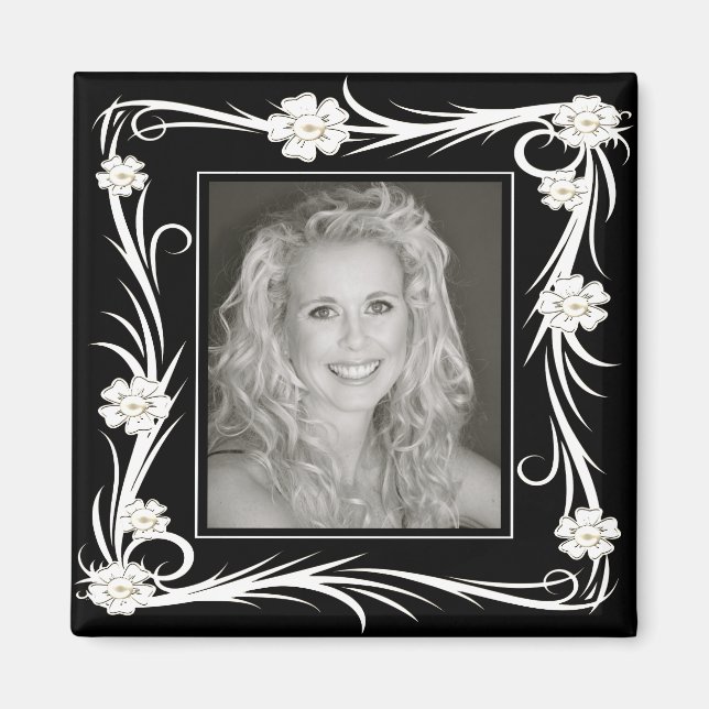 Vintage Magnet Vintage Floral Ajouter votre photo (Devant)