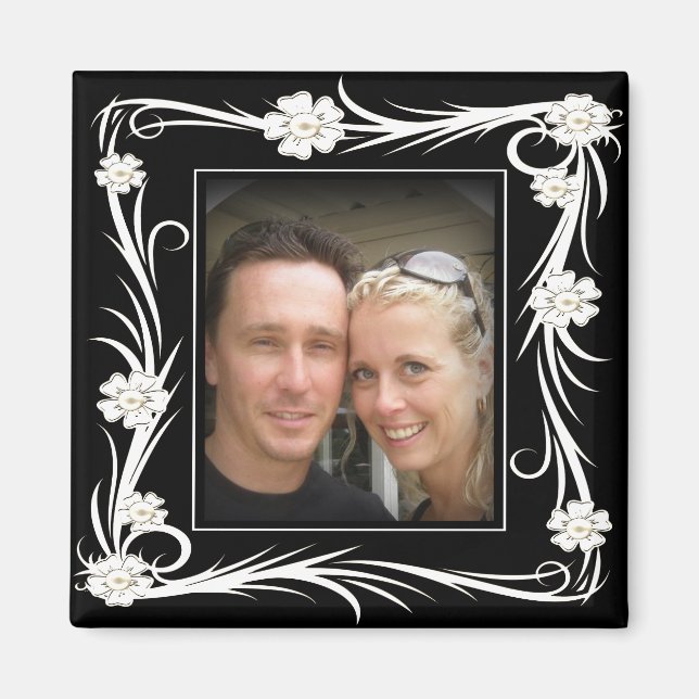 Vintage Magnet Vintage Floral Ajouter votre photo (Devant)