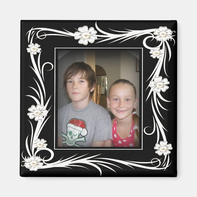 Vintage Magnet Vintage Floral Ajouter votre photo (Devant)