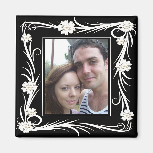 Vintage Magnet Vintage Floral Ajouter votre photo (Devant)