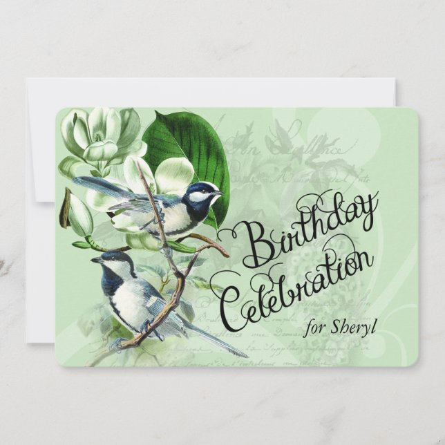 Vintage Magnolia Songbirds Invitation d'anniversai (Devant)